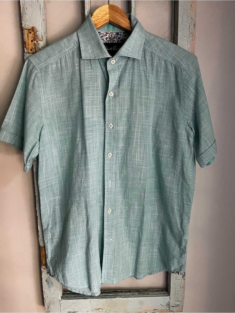 Robert Graham Light Mint Green Short-Sleeve Button-Down Shirt M